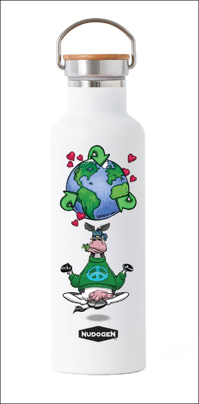 Stainless Steel Water Bottle | Yoga Hippie Cow Loves Recycling for the good of the Earth