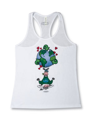 Yoga shirt | Racerback 100% Cotton | Namooste Yoga Cow Loves Recycling | Positive Message Shirt