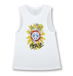 Positive Message Muscle Tank Tops for Women | 100% Cotton | Captain Peace