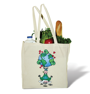 Reusable Canvas Tote Shopping Bag | 100% Canvas-Cotton | Namooste Yoga Cow Loves Recycling